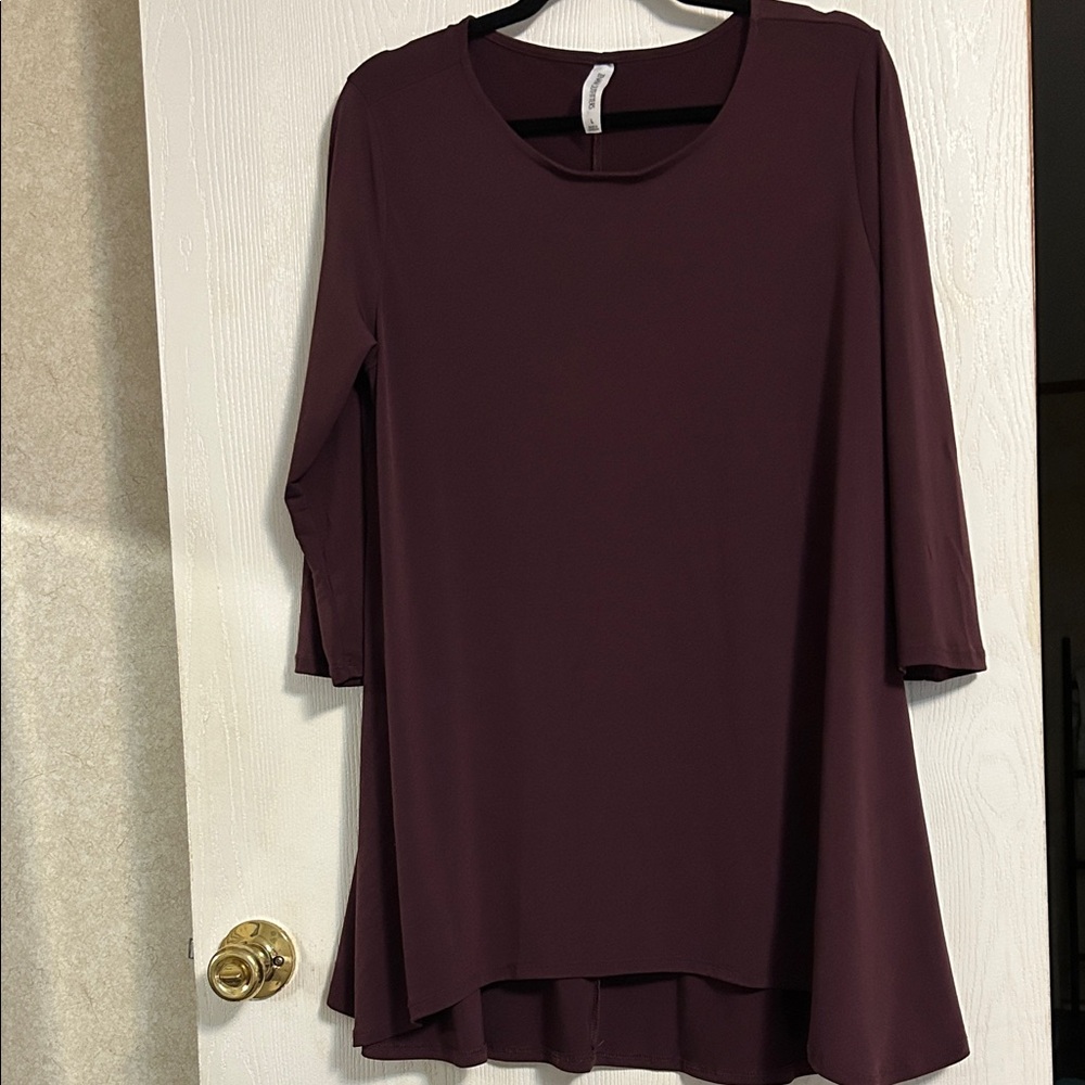 Zeana Outfitters, Elegant Burgundy Women's Top, Sixe L